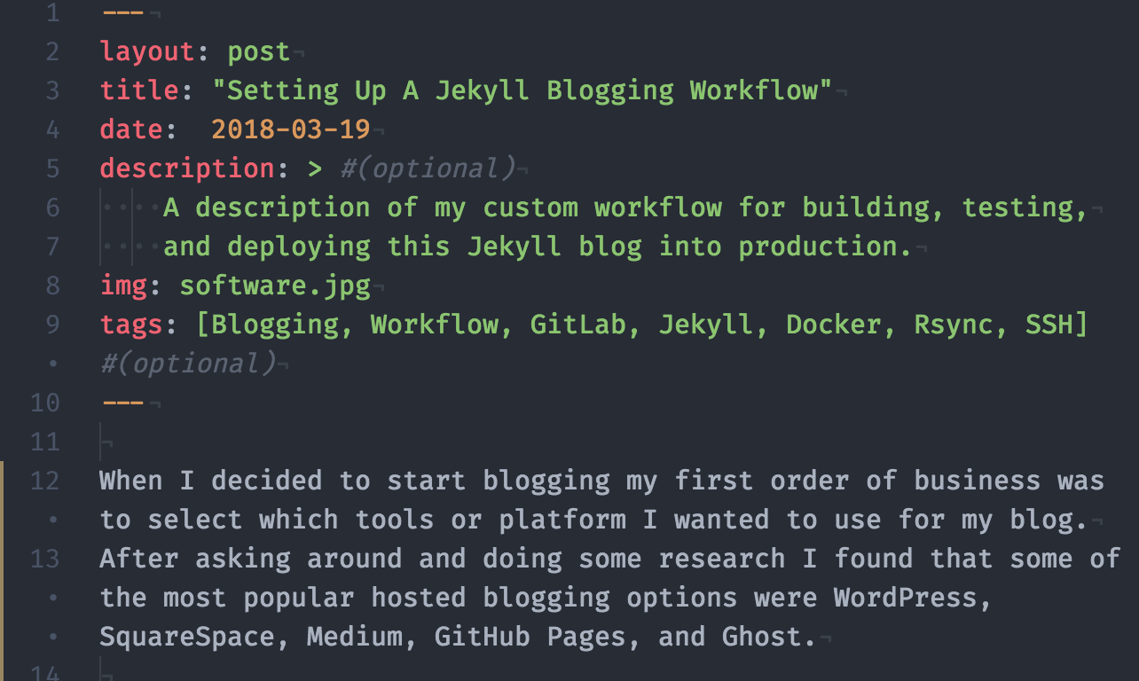 Jekyll post in editor